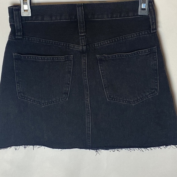 Madewel black denim mini skirt, four button fly, raw edge hem; Women’s size 23 - Picture 2 of 5